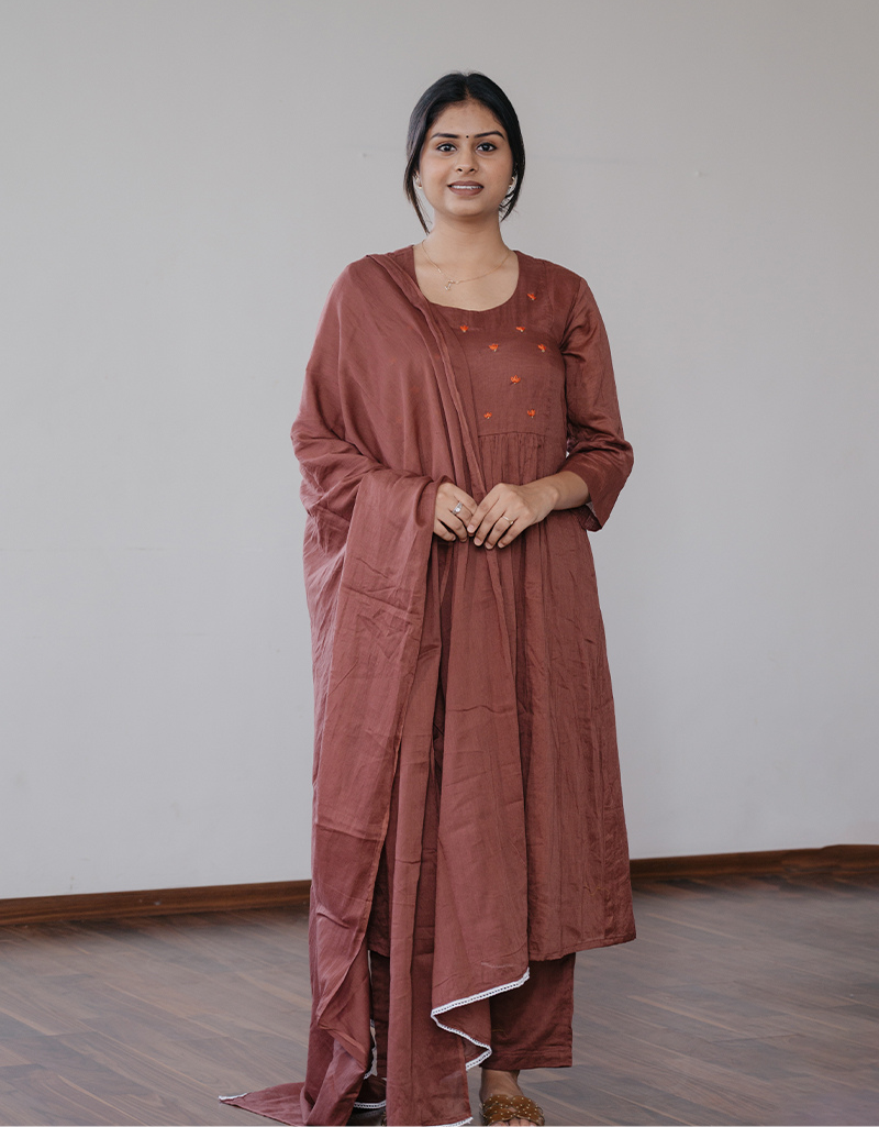 A-Line Mulmul Kurta Set