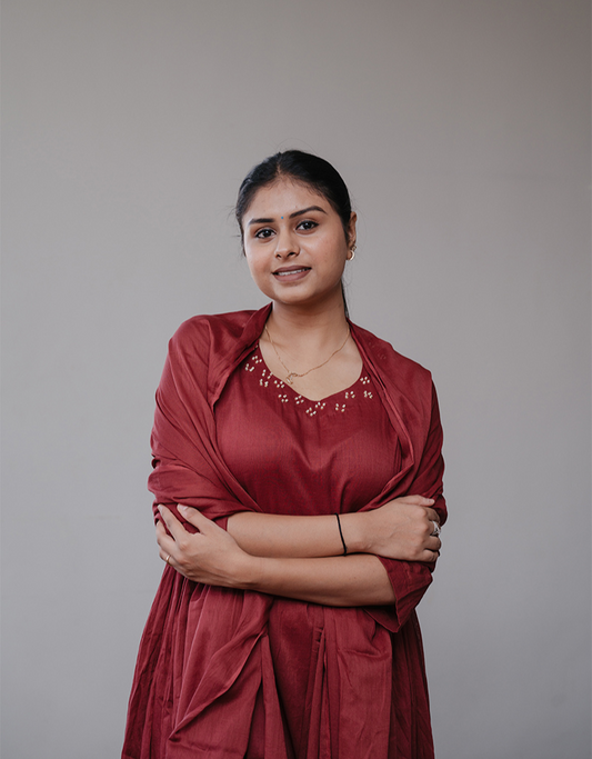 Classic Maroon Mulmul A-Line Kurta Set