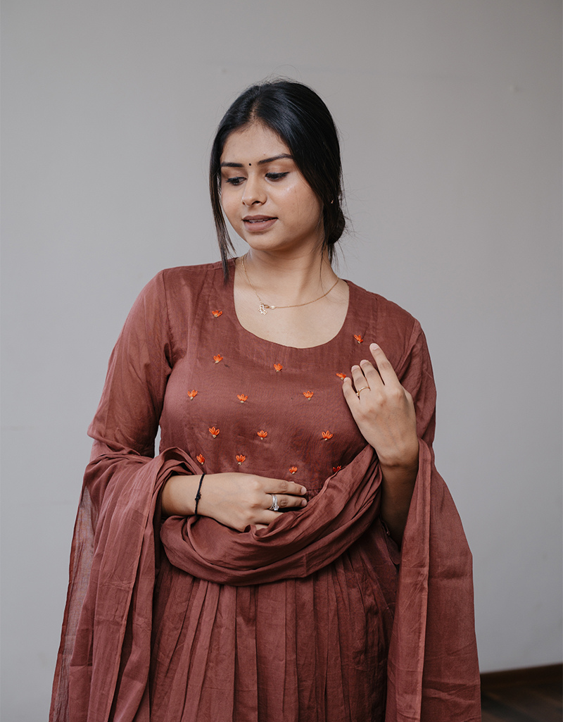 A-Line Mulmul Kurta Set