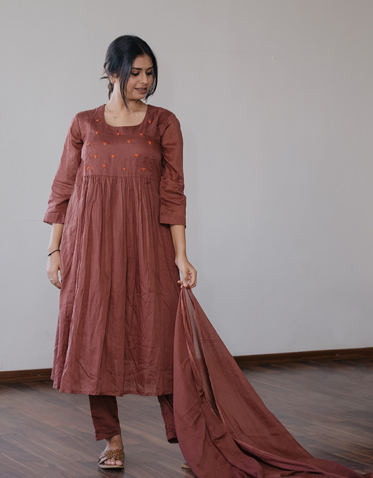 A-Line Mulmul Kurta Set