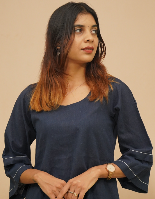 Navy Blue Layered Kurta Set