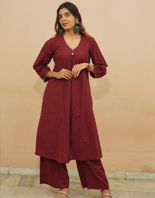 Maroon Bloom Co-ord Set