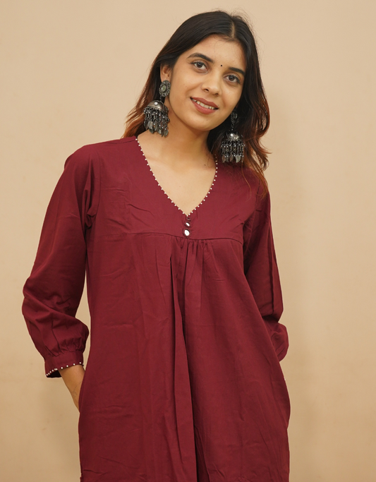 Maroon Bloom Co-ord Set